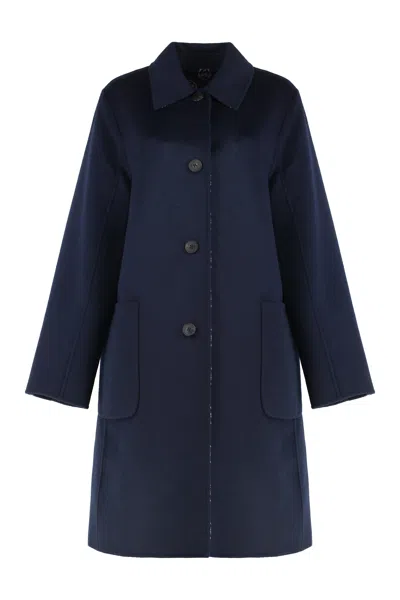 Tory Burch Reversible Double-faced Wool Jacket With T Monogram In Blue