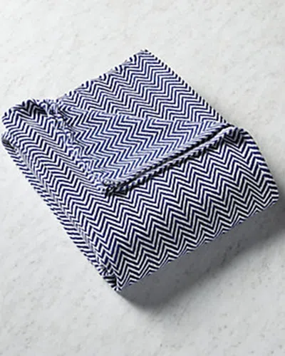 Melange Herringbone Blanket Navy In Blue