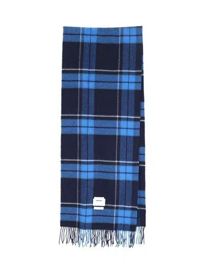 Ader Error Wool Scarf With Statement Logo Aesthetic In Blue