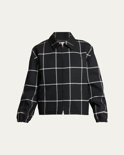 Courrèges Checked-pattern Bomber Jacket In Black