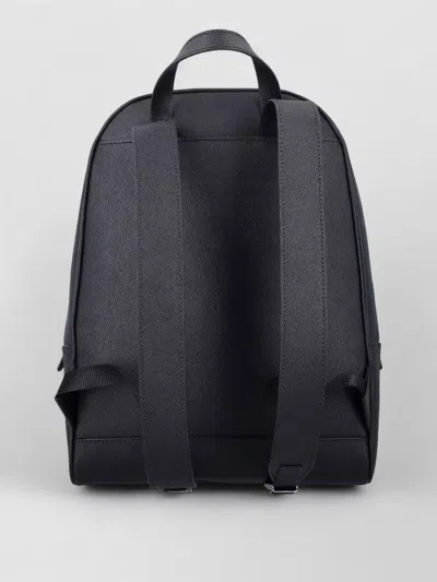 Prada Leather Nylon Backpack Adjustable Straps Top Handle In Blue