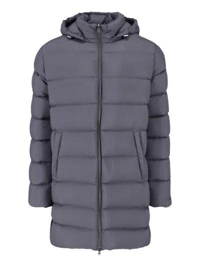 Herno Technical Down Jacket With Acrylic-coated Polyamide In Grey