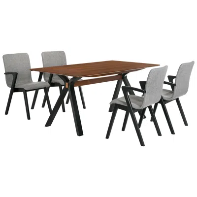 Armen Living Laredo And Varde 5pc Rectangular Dining Set In Gray