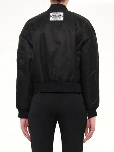 Kenzo Logo-patch Zip-up Jacket In Black