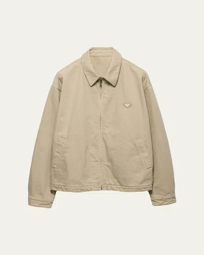 Prada Old Denim Blouson Jacket In Nude
