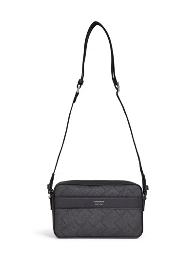 Ferragamo Monogram Shoulder Bag Rectangular Shape In Black