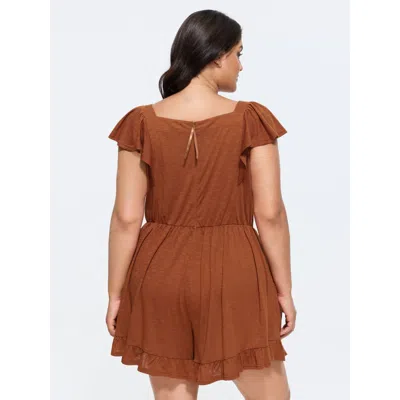 Bloomchic Stretchy Pleated Ruffle Hem Pocket Romper In Multi