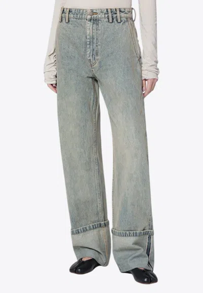 Entire Studios Wide-leg Jeans With Washed Effect In Gray