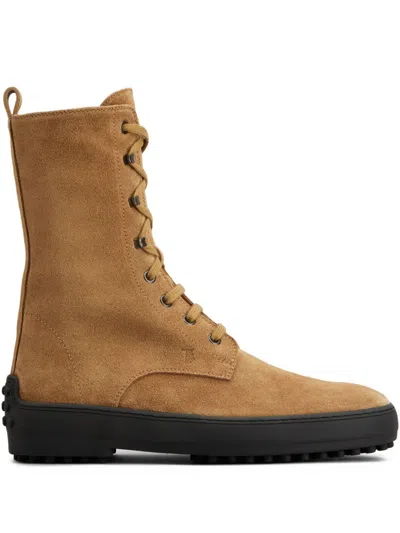 Tod's Suede Ankle Boots Featuring Pull Tab In Brown