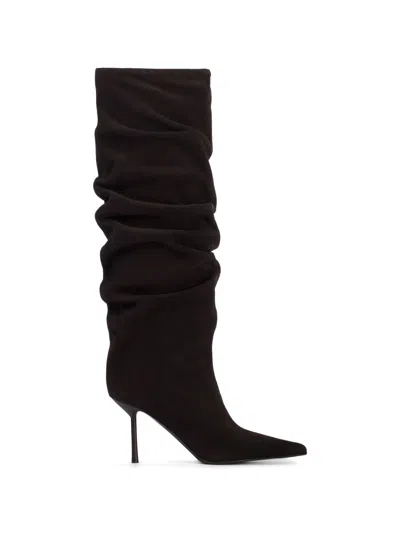 Le Silla Mid-calf Slouchy Boots With Pointed Toe And Stiletto Heel In Black