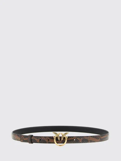 Pinko Python Print Leather Belt In Animal Print