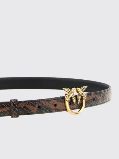 Pinko Python Print Leather Belt In Animal Print