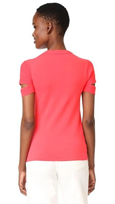 Shop Jason Wu Short Sleeve Top In Neon Pink