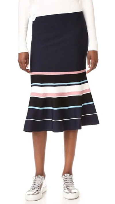 Grey Jason Wu Fit And Flare Skirt In Navy Multi