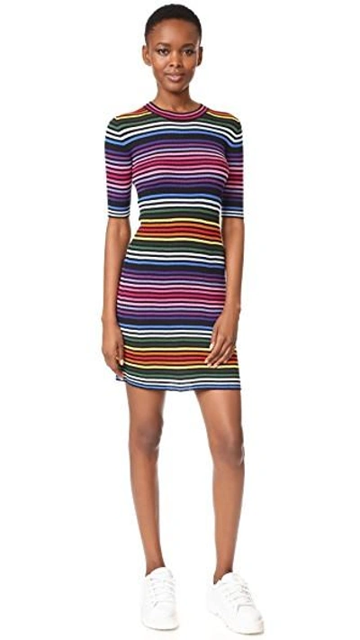 Shop Marc Jacobs Rainbow Sweater Dress In Black Multi