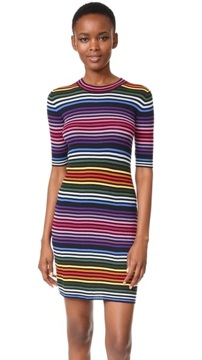 Shop Marc Jacobs Rainbow Sweater Dress In Black Multi