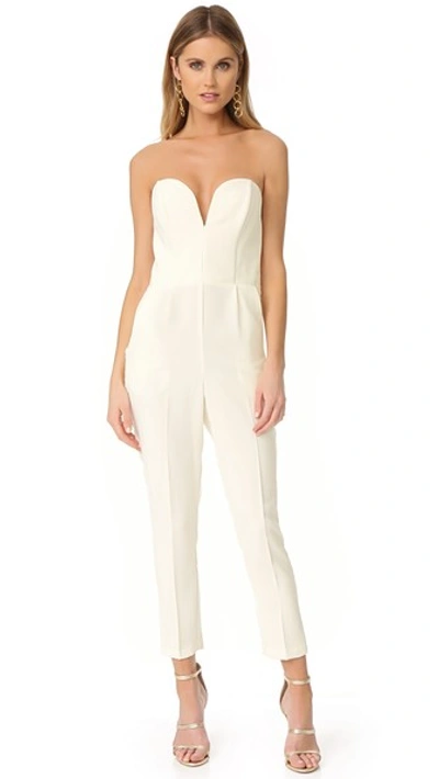 Amanda Uprichard Cherri Strapless Jumpsuit In Ivory