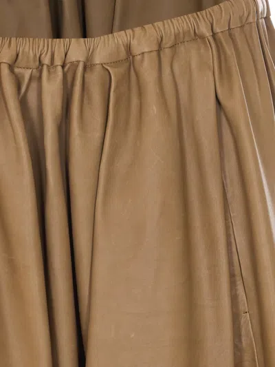 Auralee Elasticated Leather Skirt In Neutral