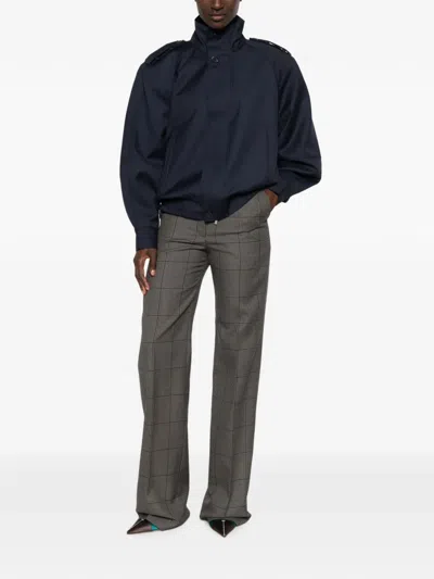 Mugler Houndstooth-pattern Tailored Trousers In Gray