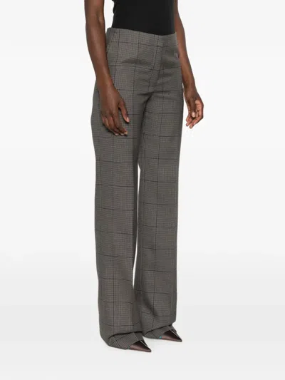 Mugler Houndstooth-pattern Tailored Trousers In Gray