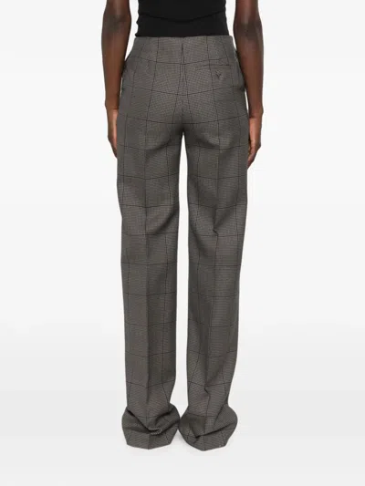 Mugler Houndstooth-pattern Tailored Trousers In Gray