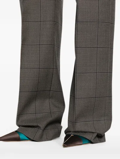 Mugler Houndstooth-pattern Tailored Trousers In Gray