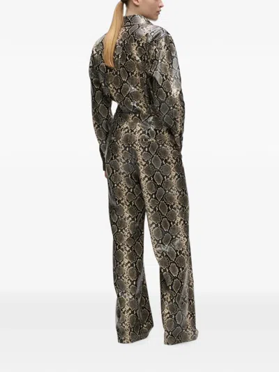 Karl Lagerfeld Faux-python Flared Pants In Gray