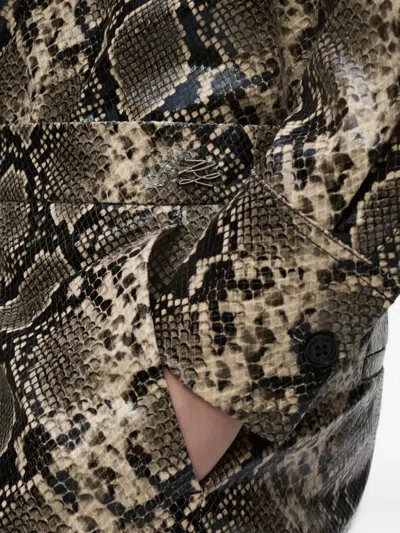 Karl Lagerfeld Faux-python Flared Pants In Gray