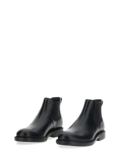 Hogan Elasticated-panel Leather Boots In Black
