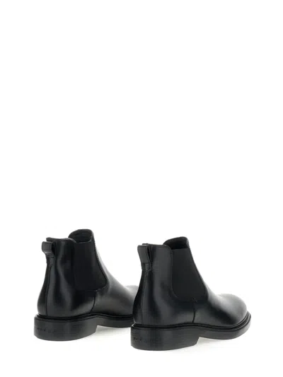 Hogan Elasticated-panel Leather Boots In Black