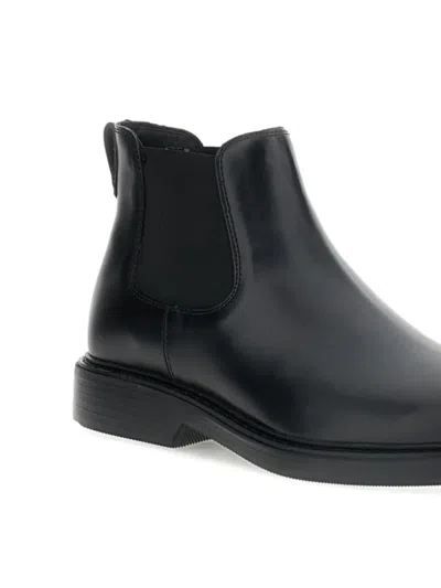Hogan Elasticated-panel Leather Boots In Black