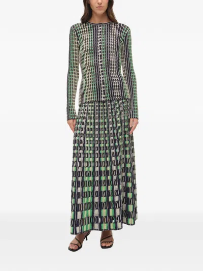 Simkhai Drue Openwork Midi Skirt In Green