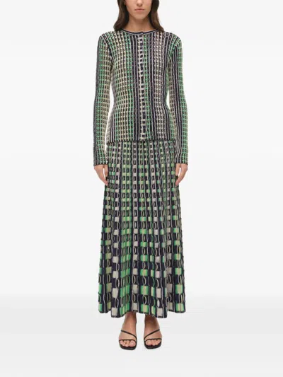 Simkhai Drue Openwork Midi Skirt In Green