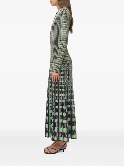 Simkhai Drue Openwork Midi Skirt In Green