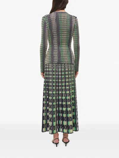 Simkhai Drue Openwork Midi Skirt In Green