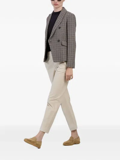 Eleventy Houndstooth Double-breasted Blazer In Brown