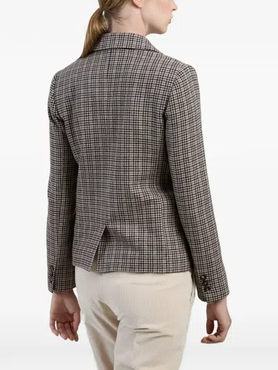Eleventy Houndstooth Double-breasted Blazer In Brown