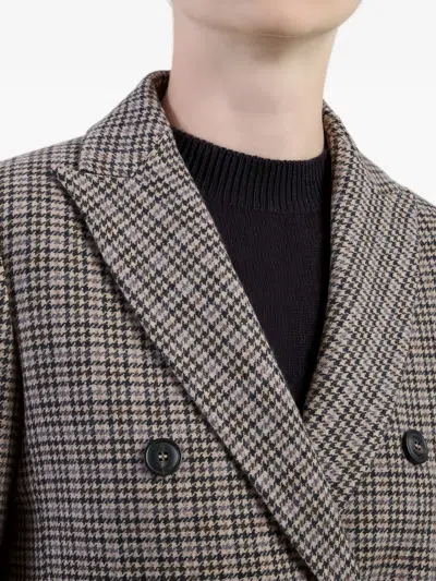 Eleventy Houndstooth Double-breasted Blazer In Brown