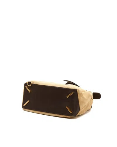 Loewe Medium Puzzle Suede Bag In Neutral