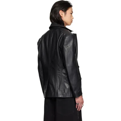 Lu'u Dan Black Cinched Leather Blazer In Black