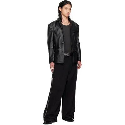 Lu'u Dan Black Cinched Leather Blazer In Black