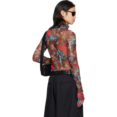 Lu'u Dan Red Masked Mesh Turtleneck In Red