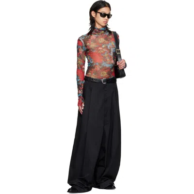 Lu'u Dan Red Masked Mesh Turtleneck In Red