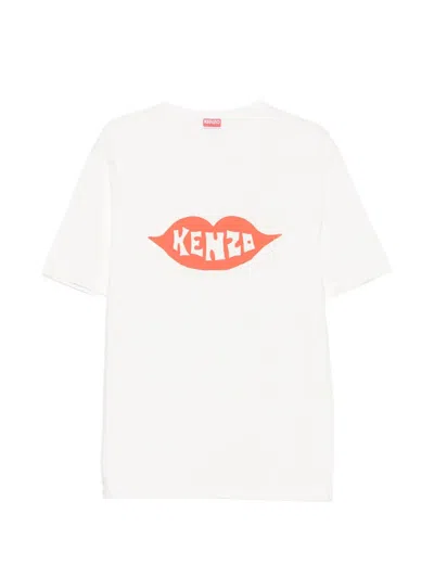 Kenzo Graphic Print Round Neck Short Sleeve T-shirt In Metallic