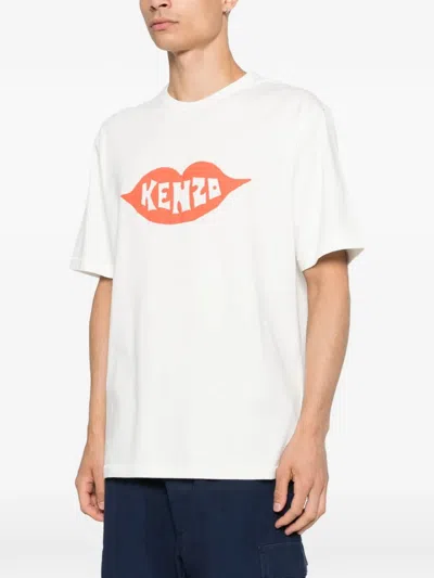 Kenzo Graphic Print Round Neck Short Sleeve T-shirt In Metallic