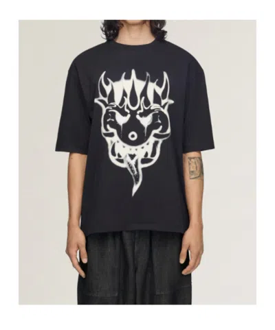 Y-3 Cotton Crew Neck Graphic Print T-shirt In Black