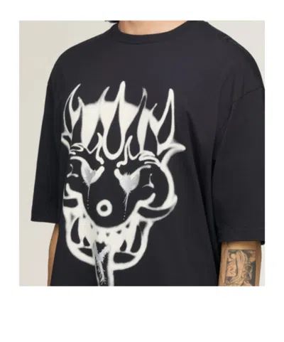 Y-3 Cotton Crew Neck Graphic Print T-shirt In Black