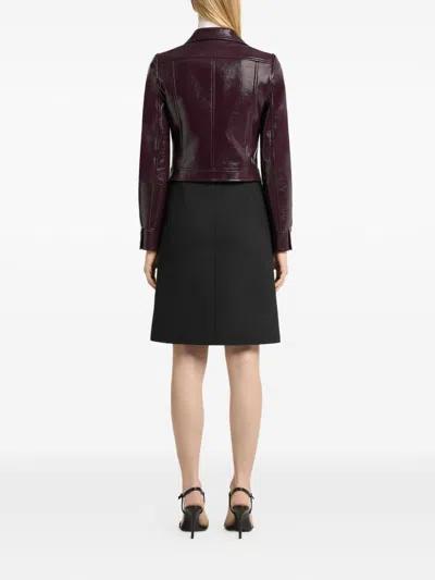 Courrèges Vinyl Blazer With Collared Neck And Long Sleeves In Burgundy