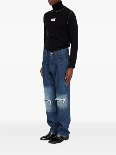 Mm6 Maison Margiela Patchwork Insert Jeans In Blue