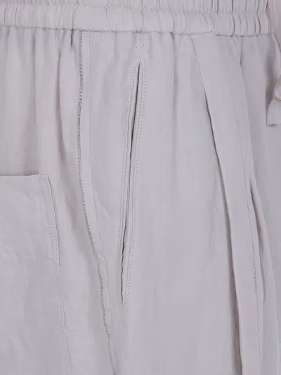 Ziggy Chen Thin Stripe Drawstring Trousers In Gray